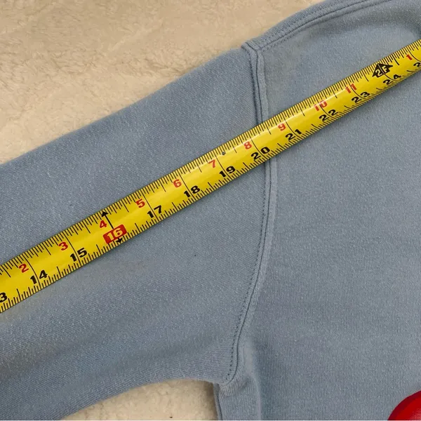 Hello Kitty Light Blue Crew Neck Sweatshirt w/ Red Heart size xxs Sanrio - Image 5