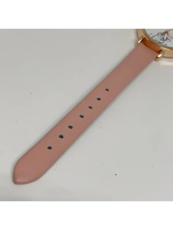 Women’s cat dial gold tone women’s watch 32mm quartz analog pink leather running - Image 5
