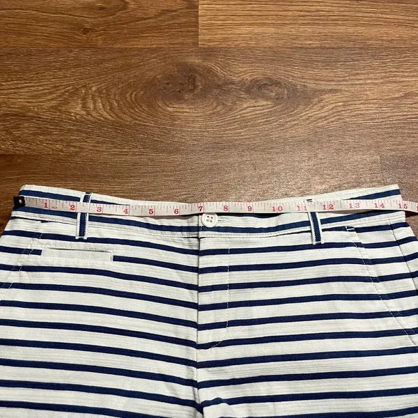 Gap Blue White Striped Welt Pocket Linen Look Cotton Shorts Womens Size 2 - Image 8