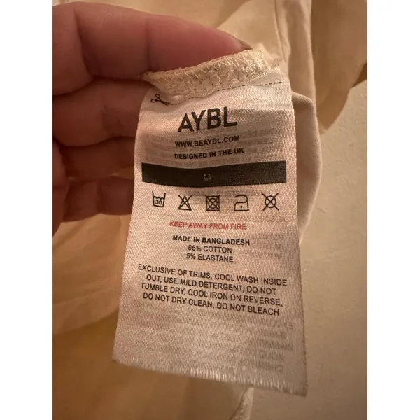 AYBL Cream Short Sleeve Athletic Workout T-Shirt Women Sz M - Image 4