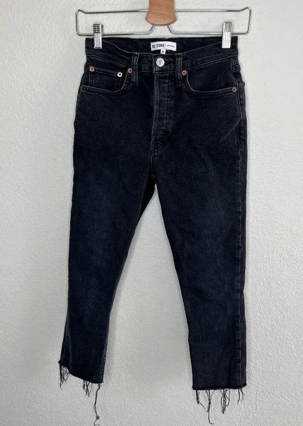 Re/Done Originals Black High Rise Ankle Crop Denim Jeans Size 25 - Image 5