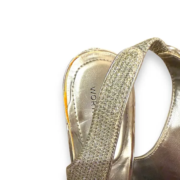 Worthington Dayne Silver Metallic Peep Toe Stiletto Heels‎ Sz 6.5 - Image 11