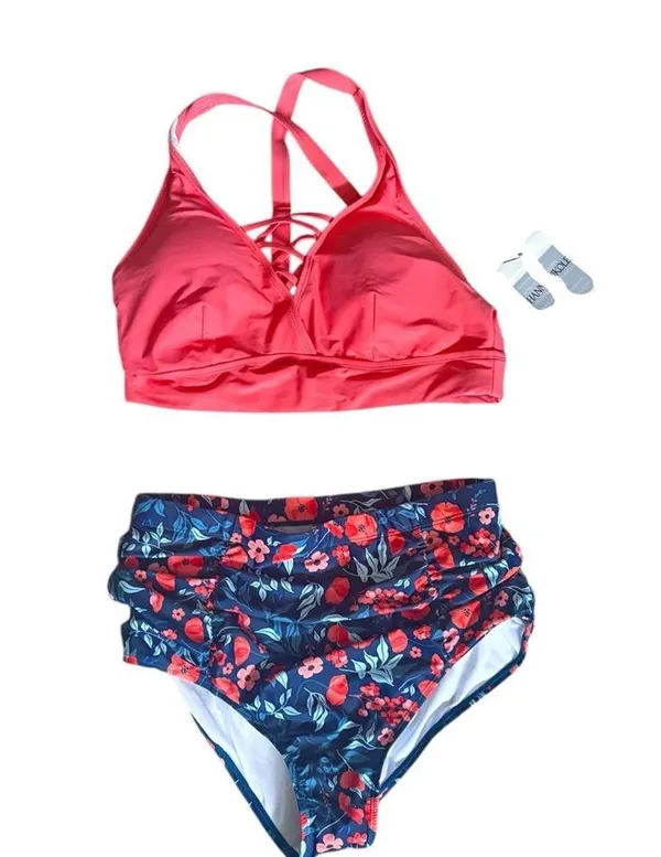 Hanna Nikole NWT Plus Size Front Strappy Two Piece Plus Size Bikini Swimsuit - Image 5