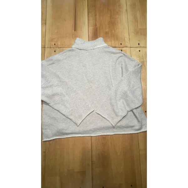 Grey & Gray Heather Grey 100% Cotton Split‎ V-Neck Raw Hem Sweatshirt Large - Image 4
