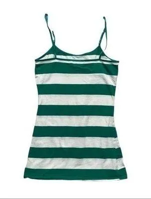Striped Tank Top Spaghetti Straps Stripes Green White Size Medium Maternity - Image 2