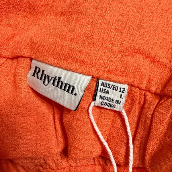 Rhythm Womens Orange Cotton Empire Waist Mini Dress Square Neck Size L - Image 6