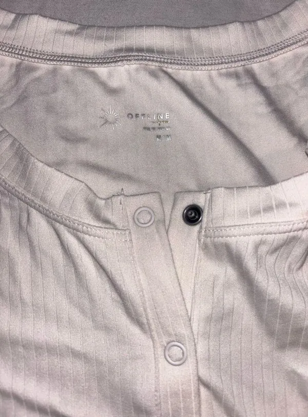 Aerie Cream Button-Up Crop Top - Image 2