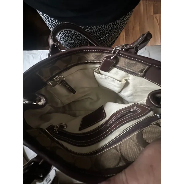 VTG Y2K Coach Signature C Canvas Leather Tote Bag Brown Tan 6366 - Image 9