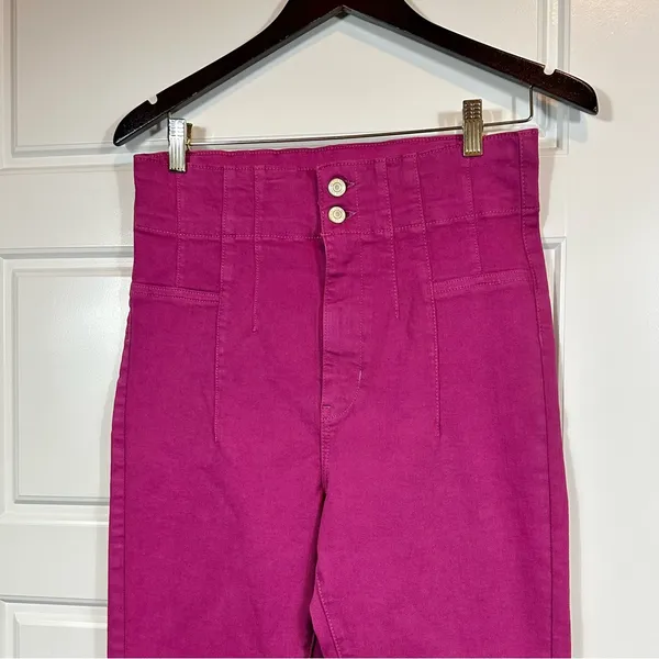 We The Free Jayde Super High Rise Flare Jeans Retro Inspired Raspberry Size 31 - Image 4