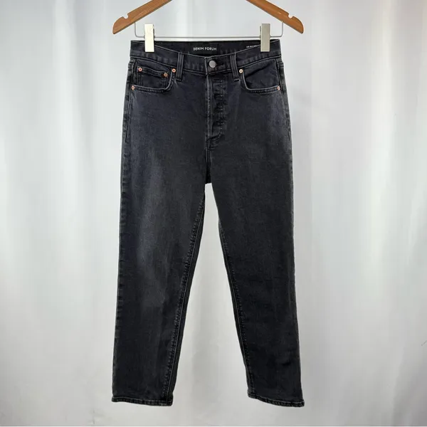 Denim Forum The Arlo High Rise Straight Jean in Black‎ Size 26 x 26 L - Image 6