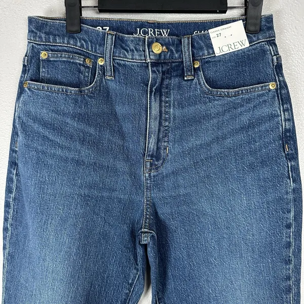 NEW J Crew Classic Straight Jeans Womens Size 27 Bronson Medium Wash‎ Denim - Image 2