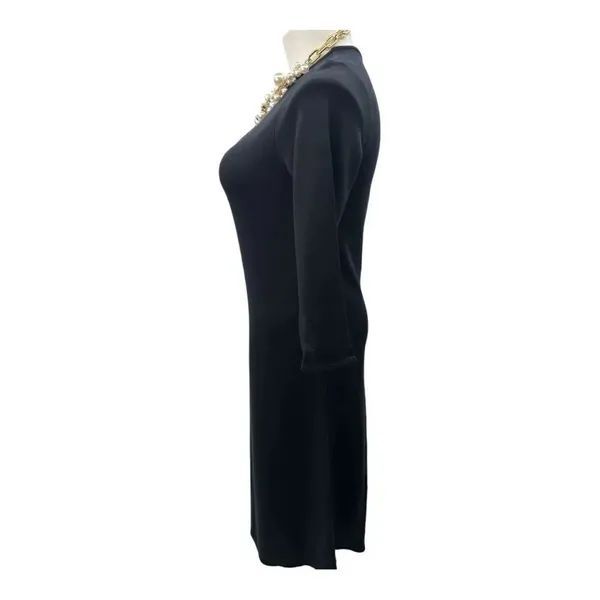 J Jill black long ponte sleeve dress size medium - Image 3