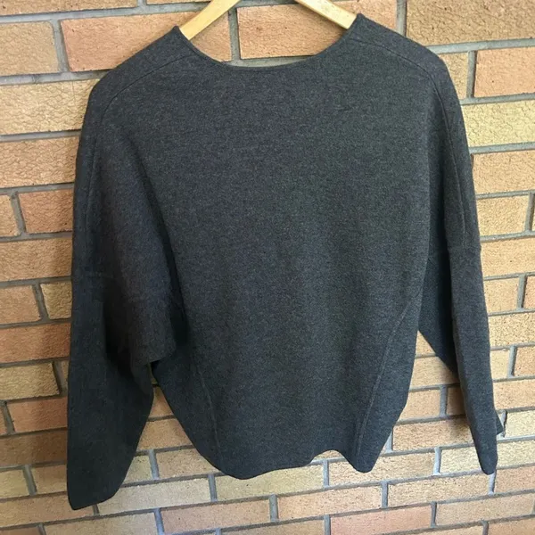 Vince Merino Wool Cashmere Blend Lace Up Sweater in Heather Graphite Gray Small - Image 6