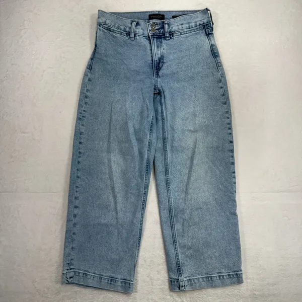 Banana Republic 26 Jeans High Rise Wide Leg Crop Light Wash 814318 Denim Boho - Image 3