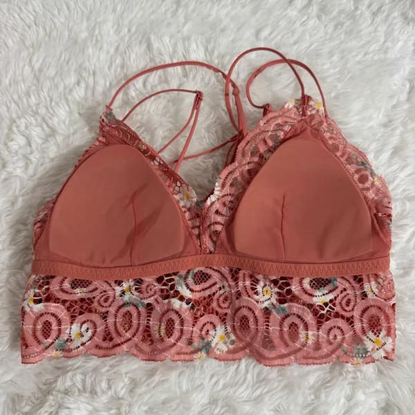 Victoria’s Secret Pink Floral Lace Bralette Size Medium - Image 7