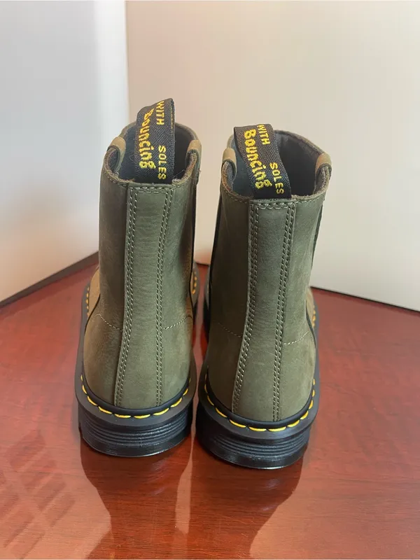 Dr. Martens Zebzag Rigger Slip-On Nubuck Platform Boots in DMS Olive US 9/ EU 41 - Image 7