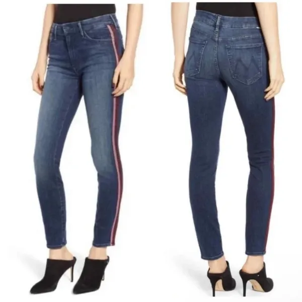 Mother Denim High Waisted Looker Jeans in Here Kitty, Kitty‎ Glitter Racer Sz 25 - Image 2