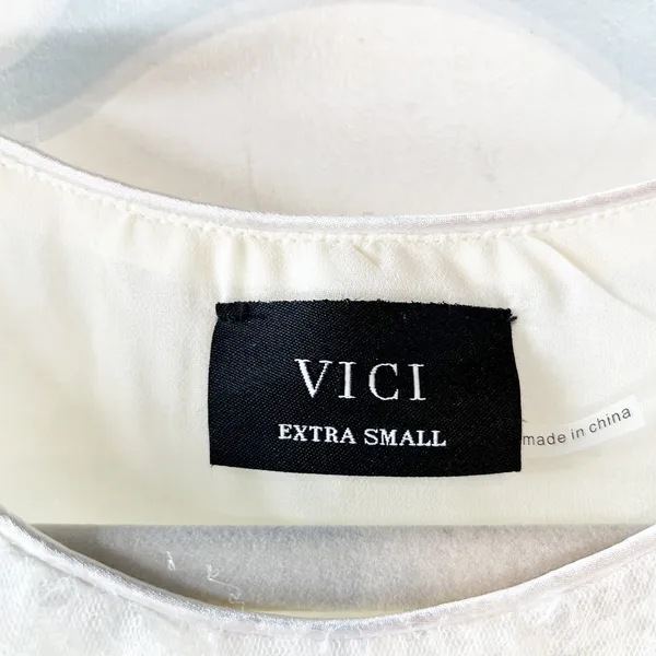 Vici Dance My Way Tonal Sequin Cropped Boxy Tank Top Cream XS - Image 3