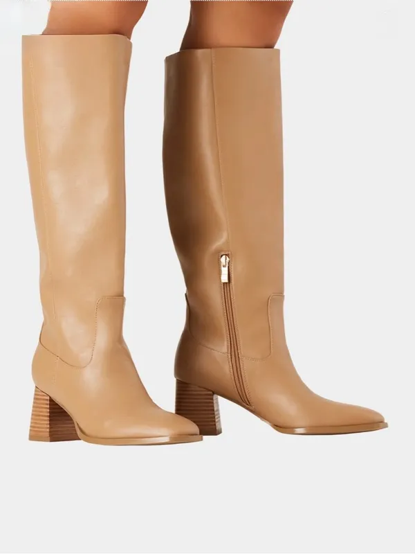 Billini Tan Over-the-Knee Block Heel Boots Size 7 - Image 6