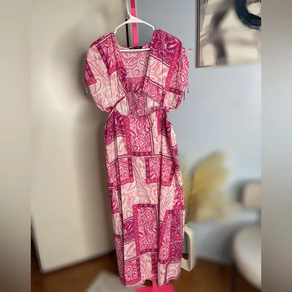 Zara Pink Paisley Patchwork Maxi Dress - Image 5
