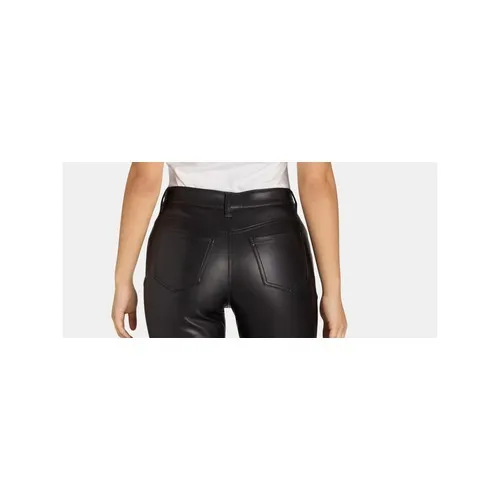 Time and Tru Womens Pants Sz 6 Black High Rise Straight Leg Faux Leather Casual - Image 6