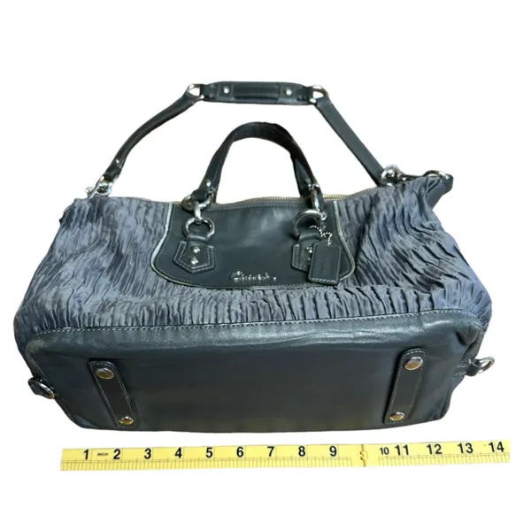 COACH • Ashley Gathered Sateen/Leather Grey Satchel Bag Purse • F20084 - Image 14