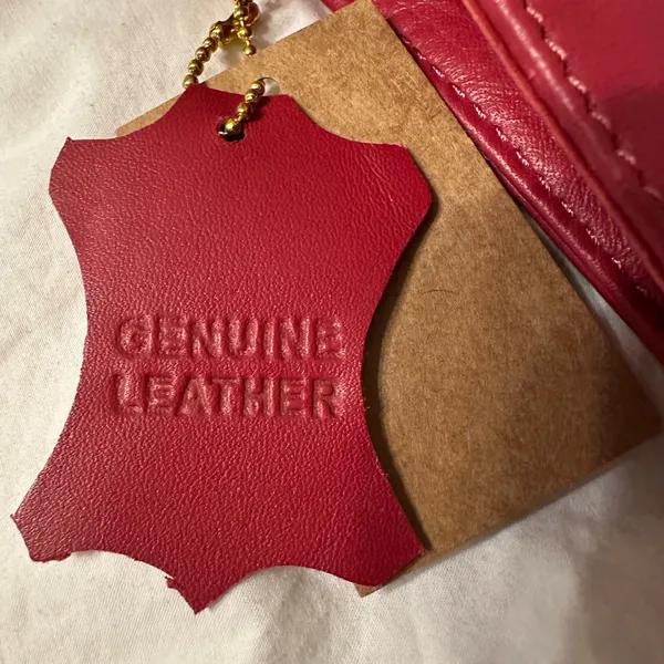 Red and Black Patterned Leather Crossbody Bag - Image 10