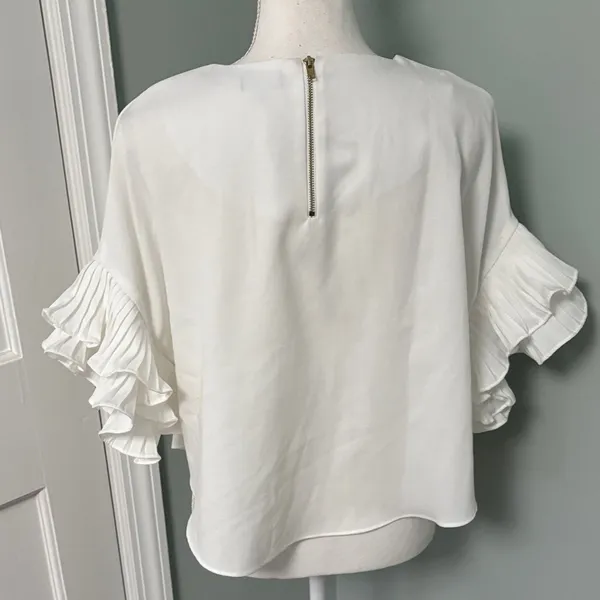 Ontwelfth Elegant White Ruffle Sleeve Top Size Small‎ - Image 3