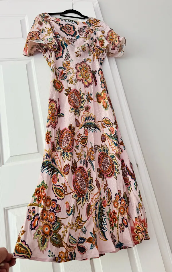 Anthropologie Kachel Flutter-Sleeve Floral Slip Maxi Dress, Size 12P - Image 9