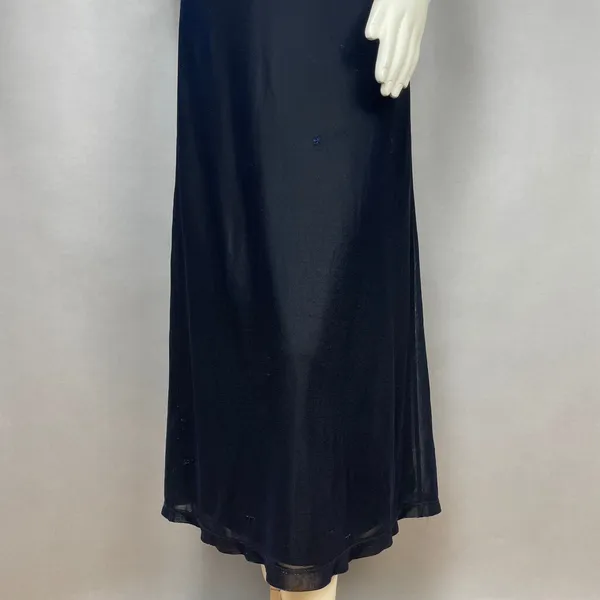 Vintage 90s Prom Dress Velvet FLAWS Empire Waist Sparkly Mesh Evening Blue Black - Image 6