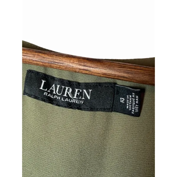 Lauren Ralph Lauren 12 Olive Green Botanical Jacquard Lace-Up Maxi Dress - Image 10