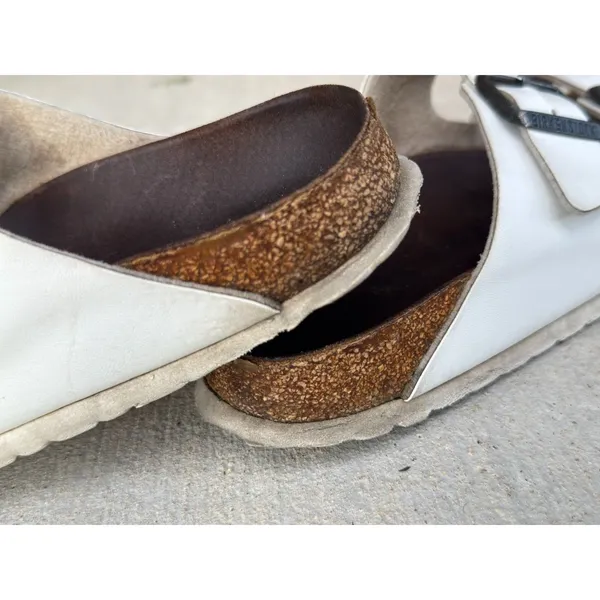 Birkenstock Arizona Unisex White Birko-Flor Sandals EU 39⁠ Cork Slide Buckle⁠ - Image 7