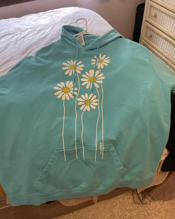 Blue Daisy Hoodie Size L - Image 2