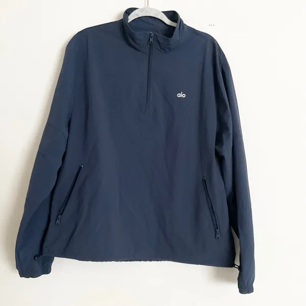 Alo Yoga Light Weight Takeaway Track Pullover Navy M - Image 6
