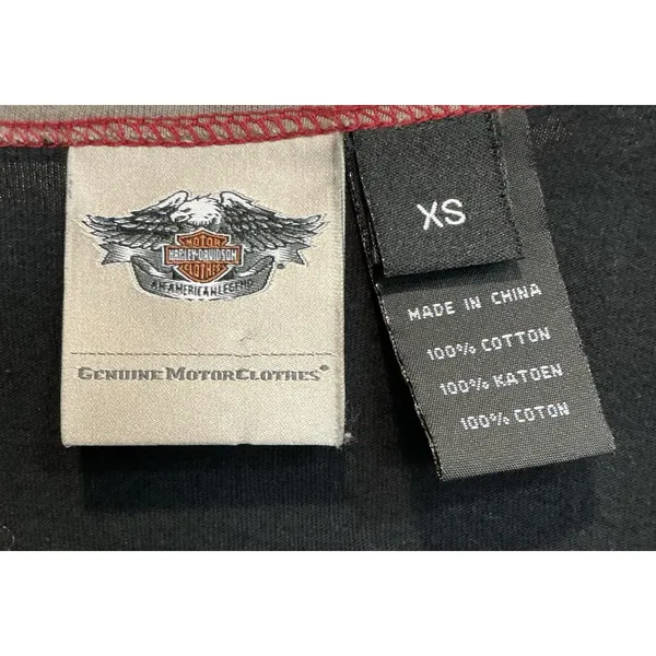 Vintage Y2K Harley Davidson XS Winged Motorcycles Raglan Babydoll Tee Shirt - Image 3