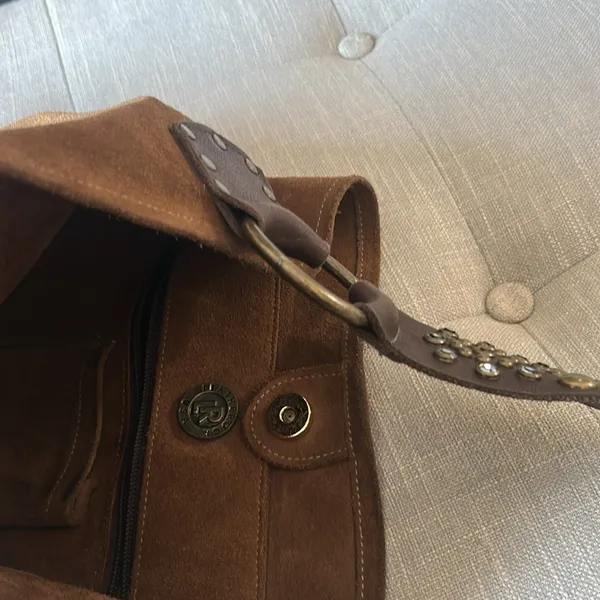 Leatherock USA Brown Western Suede Studded Slouchy Shoulder Purse - Image 6