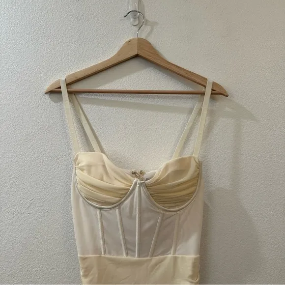Oh Polly Women's Overload Mesh Bodycon Corset Mini Dress Size 6 NWT‎ Ivory - Image 3