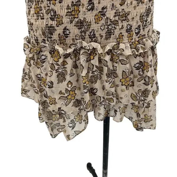 Anthropologie Current Air Dress Mini Sweater Ruffle Crewneck‎ Beige Size Small - Image 8