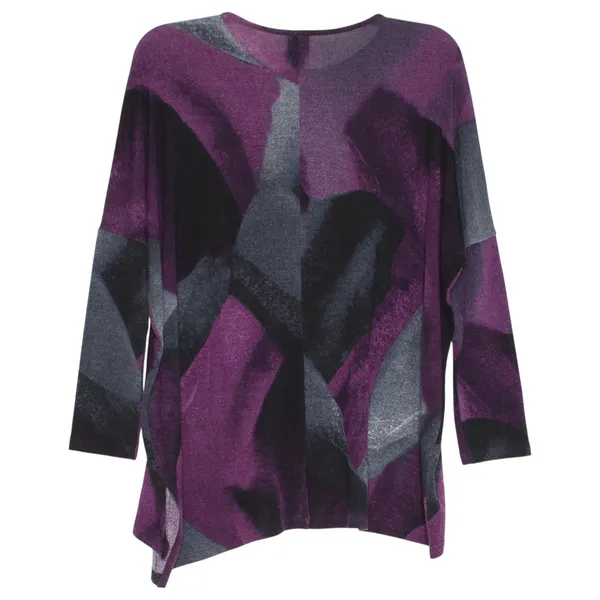 Clara Sun Woo Sweater Boxy Oversized Dolman Abstract Art To Wear Travel Purple M - Image 3