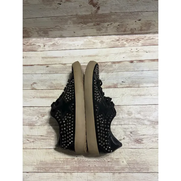 Shu Shop Rockstar Studded Black Sneakers Size 9 Silver Rocker Slip On - Image 7