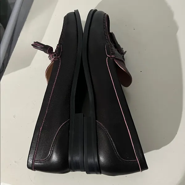 NYDJ Women’s Leather Burgundy Tassel Loafers Ariel Wine Size 8.5 - Image 6