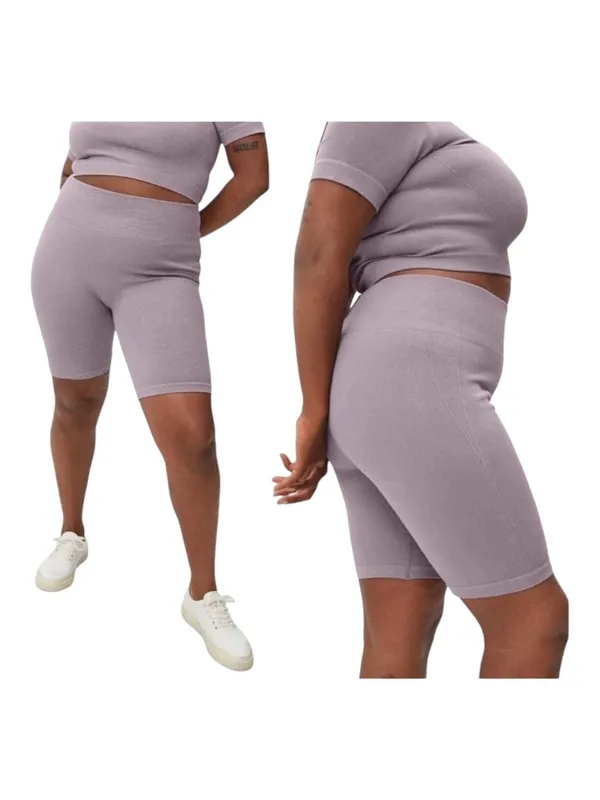 Everlane Purple Lilac Seamless High Rise‎ Knit Ribbed Bike Shorts Size XS/S NWT - Image 2