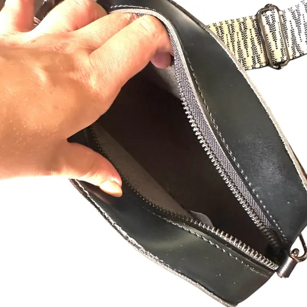 CLAUDIA CANOVA Faux Leather Crossbody Camera‎ Bag Black - Image 5