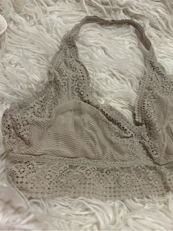 Aerie XL Gray Taupe Lace Halter Bralette Wireless - Image 3