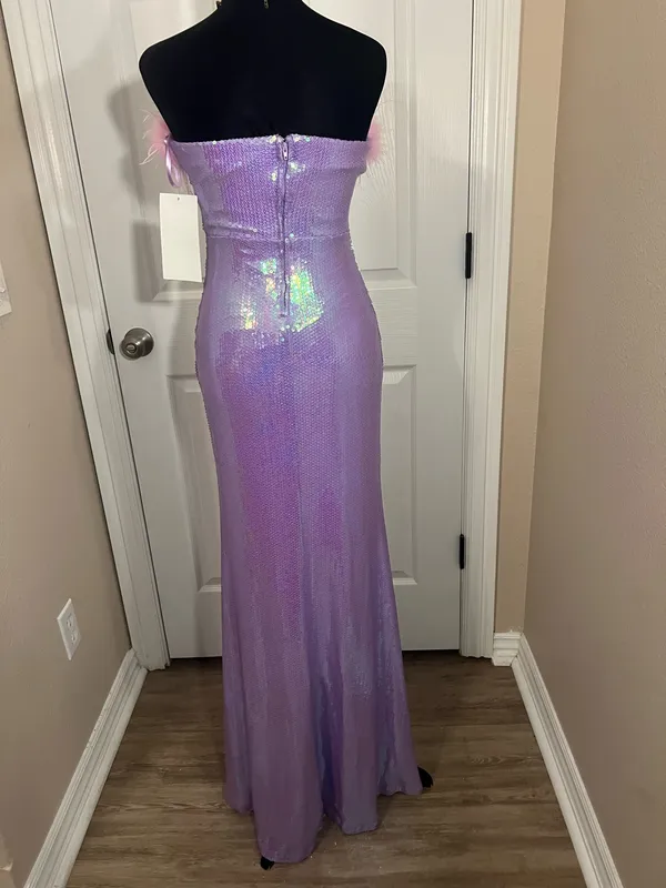 Purple sequin masquerade costume dress - Image 3