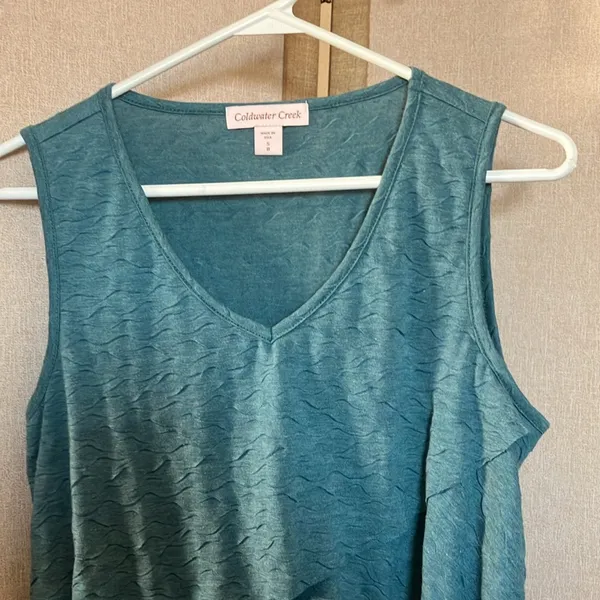 FINAL MARKDOWN Coldwater Creek Blue Ruffled Tiered Tank Top small - Image 3