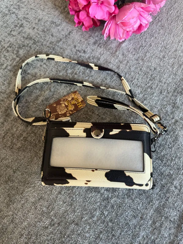 Pony Print Studded Crossbody Bag - Black & White - Image 4
