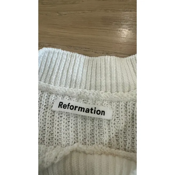 Reformation white ribbed knit sleeveless tank top size medium - Image 2