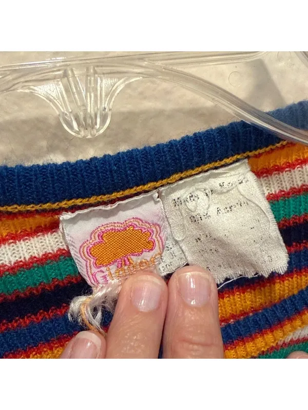 60’s Vintage Sweater Rainbow striped lightweight sweater unisex 70s cottagecore - Image 4