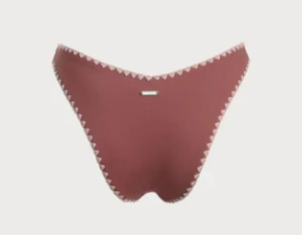 BERLOOK Contrast Stitch Bikini Bottom ONLY 66 Red Size M - Image 9